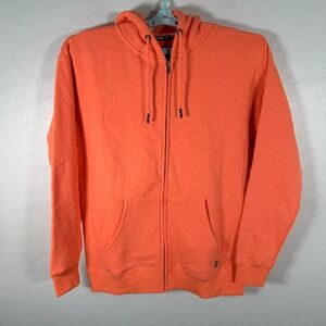 Dixxon Hoodie Mens Medium Orange Safety Work Wear‎ Full Zip Pockets